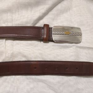 Brighton Dark Brown Leather Belt with Silver Buckle